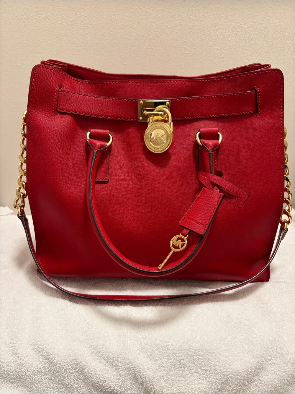 Like New Michael Kors Hamilton Bag Scarlet Red - Picture 2 of 15